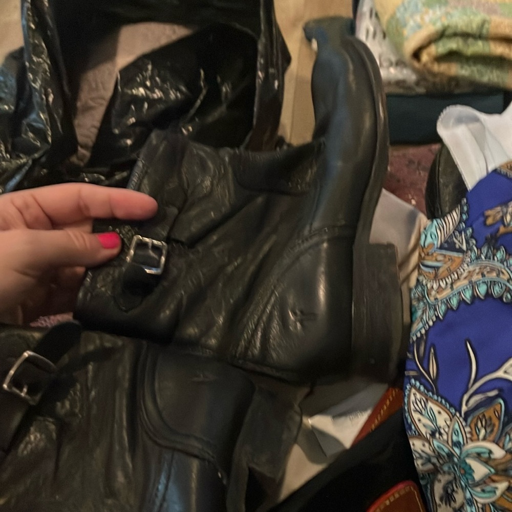 Black Leather Boots with Buckle